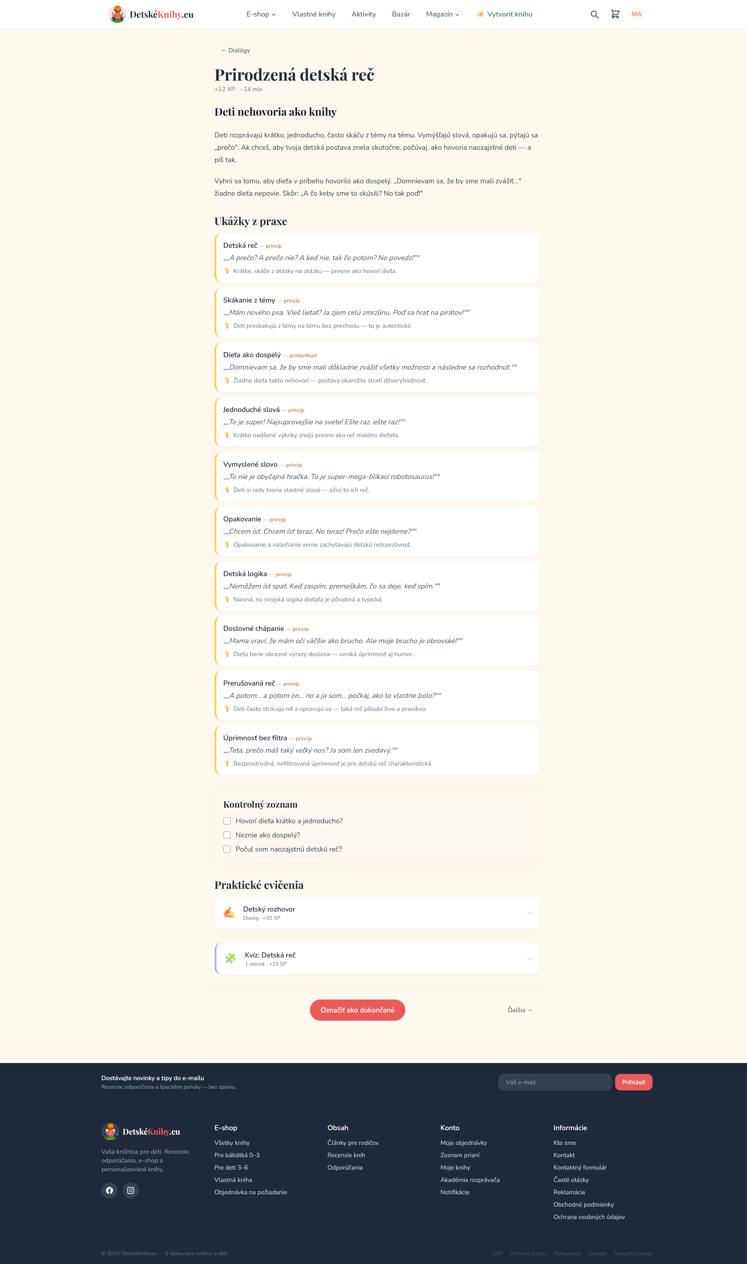 Lekcia „Prirodzená detská reč" v kurze Dialógy
